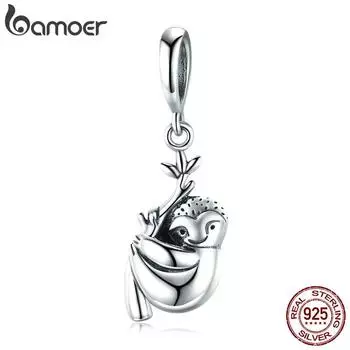 BAMOER Стерлингового Серебра 925 пробы с изображением животных, милый ленивец, подвеска, подходит для браслетов с подвесками SCC866