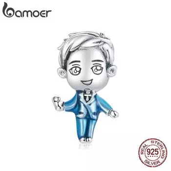 BAMOER Стерлингового Серебра 925 пробы Семья Любовь Свадьба Жених Шарм Подвеска для оригинального браслета DIY Ювелирные Изделия 925 silver