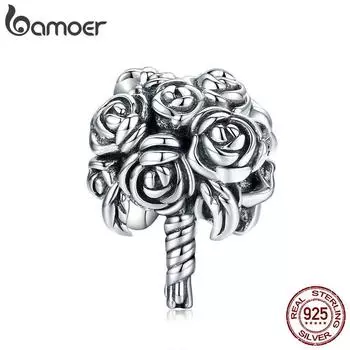 BAMOER стерлингового серебра 925 пробы, свадебный букет, бусины для женщин, романтические украшения для свадебной вечеринки, подходят к оригинальному браслету и браслету 925 silver