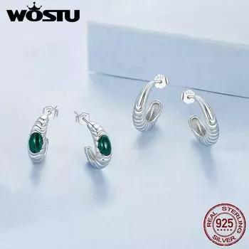 BAMOER стерлингового серебра 925 пробы, сверкающее серебро, серьги-гвоздики с малахитом, белое золото для женщин, ювелирные изделия 14*4mm