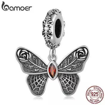 BAMOER стерлингового серебра 925 пробы, винтажная подвеска-бабочка, подходит для изготовления браслетов и браслетов в стиле ретро, очаровательные изящные ювелирные изделия, подарок 925 silver