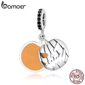 Bamoer Стерлингового Серебра 925 пробы Злая Тыква CZ Подвеска для оригинального посеребренного платинового браслета Ювелирные изделия DIY браслет 925 silver
