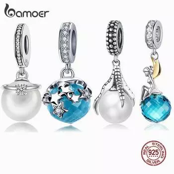 BAMOER Стерлингового Серебра 925 пробы Звезда Шарм Подвеска Бусины Подходит Браслет Серебро 925 Ювелирные Изделия C