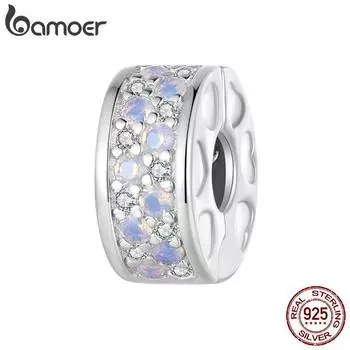 BAMOER Стерлингового Серебра 925 Розовые Цирконы Симфоническая Пряжка Подвески Подвеска для Женщин Браслет DIY Ювелирные Изделия 925 silver