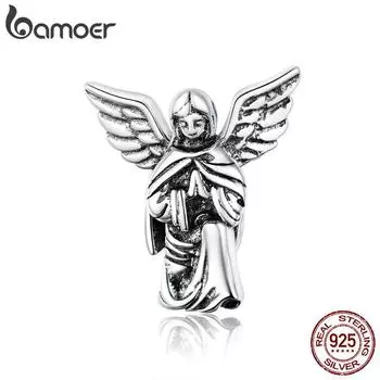 Bamoer Wish Angel, натуральная стерлингового серебра 925 пробы, окисленный оригинальный кулон, подвеска для браслета или ожерелья, ювелирные изделия 925 silver