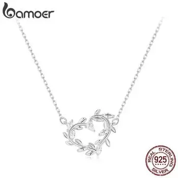 BAMOER Женское ожерелье Infinite Love с покрытием из белого золота, ожерелье с сердцем из стерлингового серебра 925 пробы BSN386