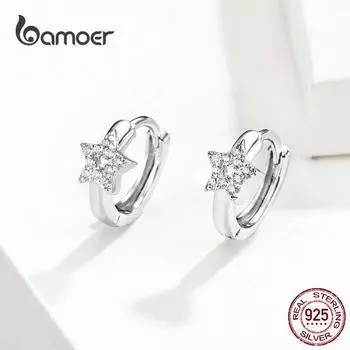 BAMOER Звездный свет серьги для девочек драгоценные ювелирные изделия из стерлингового серебра 925 пробы женские серьги подарок BSE172