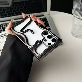 Бампер для Samsung Galaxy S25 Ultra с полым дизайном змеи, чехол для телефона из ТПУ Electroplated Black