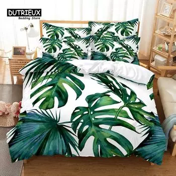 Banana Leaves Duvet Cover Set, Fashion Bedding Set, Soft Comfortable Breathable Duvet Cover, For Bedroom Guest Room Decor EU single(135x200cm)
