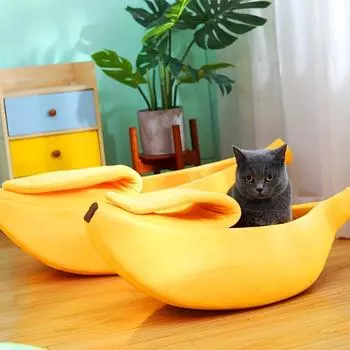 Банановая кровать для кошек, дом, забавный, милый, уютный коврик для кошек, кровати, теплая прочная портативная корзина для домашних животных, питомник, подушка для собак, товары для кошек, разноцветные S 40x15x11cm жёлтый