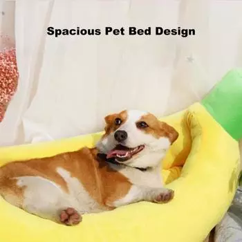 Банановая кровать для собак и кошек, гнездо для кошек в форме банана и моркови с плюшевой игрушкой в виде сердечка, моющийся домик для животных с одеялом XS Banana