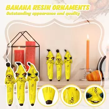 Банановая смола банан смешной банан большие глаза банан смола фигурка украшения для рабочего места, гостиной, спальни, домашнего декора фигурки One Size