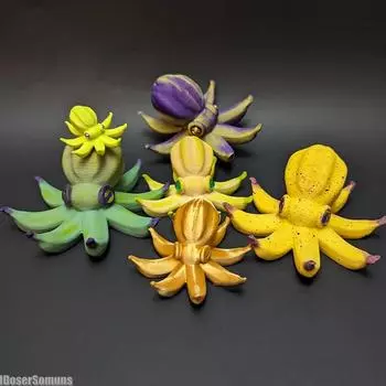 Банановый осьминог с большими глазами, креативный домашний декор, мультяшный орнамент из смолы, пасторальное украшение, забавный подарок для друзей, семьи фиолетовый