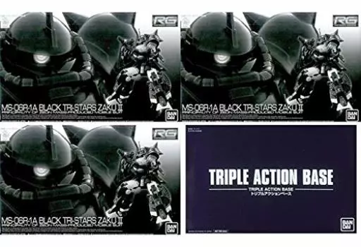 Bandai 1/144 RG MS-06R-01A Черный TRE-Stars Zaku II 3 набора (с основанием тройного действия)