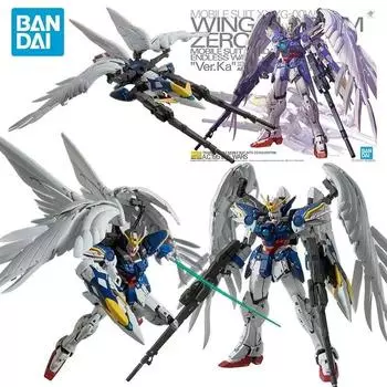 Bandai MG XXXG-00W Wing Gundam Zero Ver.ka 1/100 18 см, оригинальная экшн-фигурка, комплект модели, сборная игрушка, коллекция подарков на день рождения
