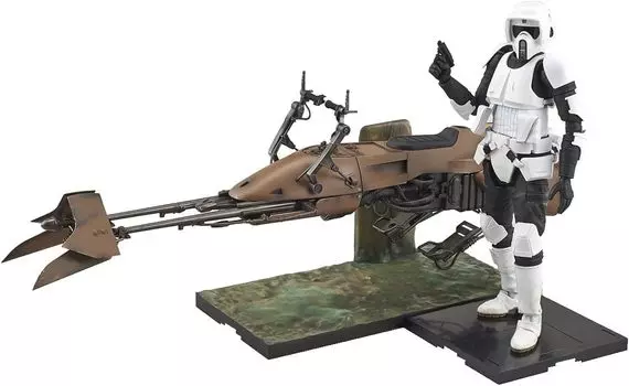 BANDAI SPIRITS Star Wars 112 Scout Trooper & Speeder Bike, цветная пластиковая модель (Новая версия пакета)