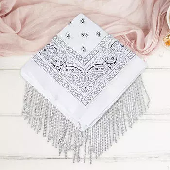 Бандана Шарф Дискотека Шея Женщины Мужчины Квадратная Вечеринка Полумаска Многофункциональная белый