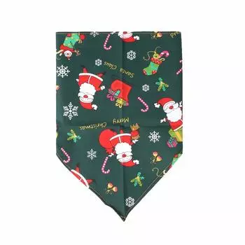 Банданы для собак на Хэллоуин, дышащие нагрудники для кошек, треугольные полотенца (Зеленый Санта) К