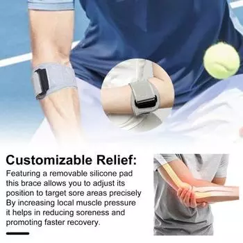 Бандаж для теннисного локтя, съемная силиконовая накладка, поддерживающая повязка для локтя при тендините, эластичная компрессионная повязка на локоть, накладка на руку для занятий спортом и фитнесом чёрный