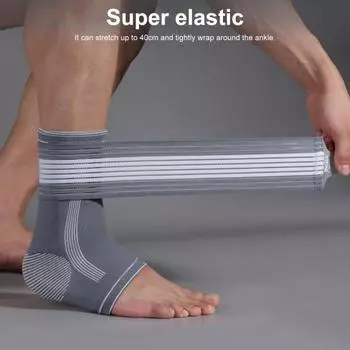 Бандаж на щиколотку, дышащий, очень мягкий, поглощающий пот, регулируемый рукав для ног, компрессионный бандаж для поддержки лодыжки, спортивные принадлежности M серый