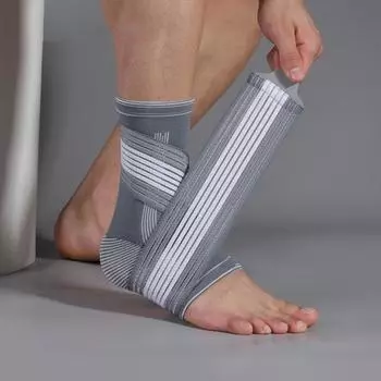 Бандаж на щиколотку, дышащий, очень мягкий, поглощающий пот, регулируемый рукав для ног, компрессионный бандаж для поддержки лодыжки, спортивные принадлежности M серый