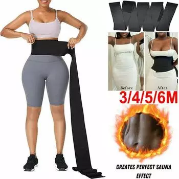 Бандаж Snatch Me Up, тренажер для талии для женщин, пояс для похудения в сауне, пот, обертывания для живота, обертывание для похудения, формирователь тела, бандажи для живота 3M чёрный