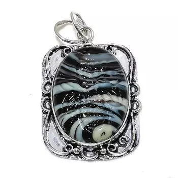 Banded Agate Gemstone Handmade 925 Sterling Silver Jewelry Pendant 2.17 W5N82