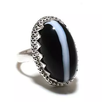 Banded Agate Gemstone Handmade 925 Sterling Silver Jewelry Ring Size 7.5 S4I02