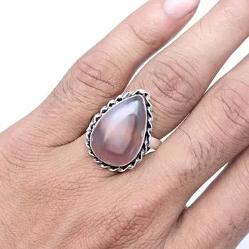 Banded Agate Gemstone Handmade Silver Jewelry 9.5