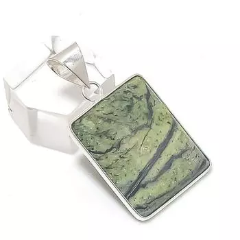Banded Green Opal Gemstone Handmade 925 Sterling Silver Pendant 1.46 f3J66