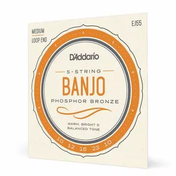 Банджо струны фосфорные средние 5 струн EJ55 D Addario .010-.023 []