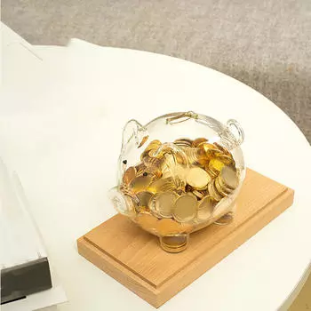 Банк прозрачного стекла, скульптура свиньи, декоративный орнамент, коробка для экономии денег, смена для дома