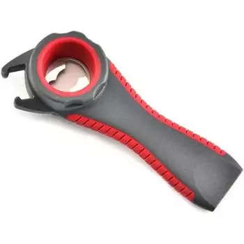 Банка для бутылок 5 в 1, крышка с откручивающимся захватом, мягкая ручка, многофункциональная открывалка, пластик, черно-красный чёрный