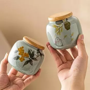 Банка для чая Ruyao из хлопьев льда, керамическая, портативная, герметичная, банка для хранения закусок, контейнер для хранения чая