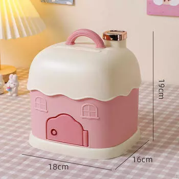 Банка для детских денег, ключ с замком для легкого доступа и верхней ручкой с 2 отделениями для сбережений на год жёлтый