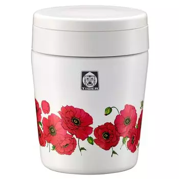 Банка для еды с вакуумной изоляцией TIGER 300 мл WEB Limited 100th Anniversary Model Reprint Retro Pattern Poppy MCL-T030WF
