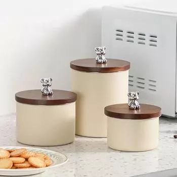 Банка для хранения кофейных зерен из нержавеющей стали 304 с крышкой из красного дерева, круглая, влагостойкая, герметичная банка для сохранения свежести, коробка для сухофруктов, банка для закусок