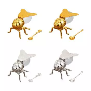 Банка для хранения меда в форме пчелы с ложкой, креативный орнамент, современные сахарницы, горшочки для приправ для вечеринок, подарок на новоселье