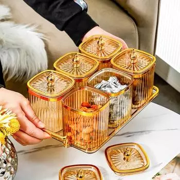 Банка для хранения приправ, контейнер для хранения продуктов, не содержит BPA, прозрачный дизайн, универсальная герметичная банка для специй с пылезащитной крышкой 3Grids оранжевый