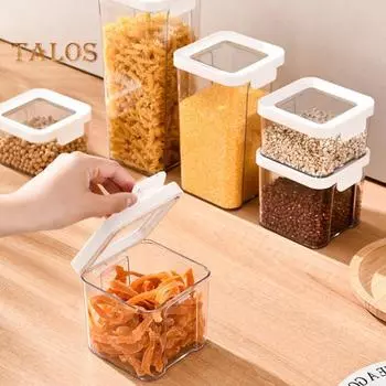 Банка для хранения продуктов питания, штабелируемая организация кладовой, экономия места, герметичная сухая еда, закуски, контейнер для хранения муки, кухонные принадлежности XS