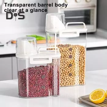 Банка для хранения продуктов с эргономичной ручкой, большая емкость, прозрачный герметичный контейнер для хранения продуктов, контейнер для хранения круп и риса M