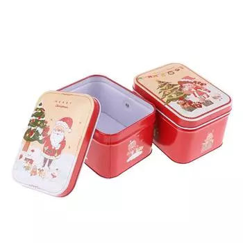 Банка для хранения рождественского печенья, сахарница, коробка для упаковки рождественских подарков, жестяная коробка, коробка для украшений торта с крышкой