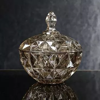 Банка для хранения в европейском стиле, хрустальный материал, настольное украшение, конфеты, фрукты, креативная модная шкатулка для украшений для дома с крышкой