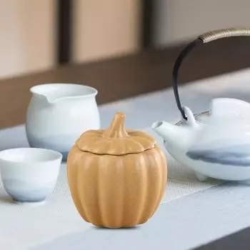 Банка для конфет из тыквы, герметичная керамическая банка 300 мл, кухонная банка для хранения, керамическая банка для чая, кофе, специй, орехов, конфет синий