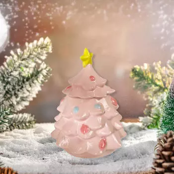Банка для конфет с рождественской елкой, крышка для хранения сладостей, украшение, подарок розовый