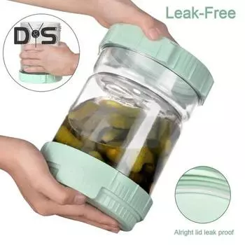 Банка для маринованных огурцов на 50 унций с ситечком, откидная вилка, отделение для сухих и влажных огурцов, сепаратор сока, герметичный герметичный контейнер для маринованных овощей большой емкости белый