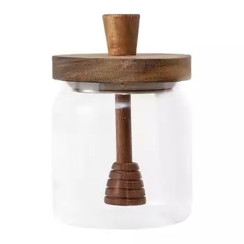 Банка для меда с деревянным ковшом и крышкой, 18 унций, современный стеклянный контейнер для медового сиропа