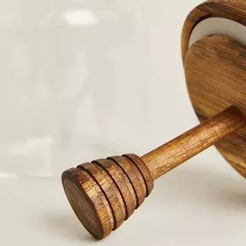 Банка для меда, усовершенствованная герметичная емкость из боросиликатного стекла, стержень для смешивания с деревянной крышкой, прозрачная бутылка для меда