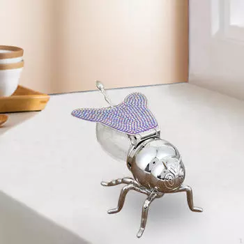 Банка для меда в виде пчелы с ложкой, стеклянный диспенсер для сиропа, держатель для приправ, столовая Violet Silver