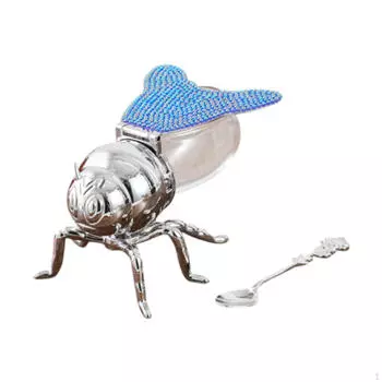 Банка для пчелиного меда, горшок для приправ с ложкой, сахарница, хранилище для квартиры, фермерского дома синий